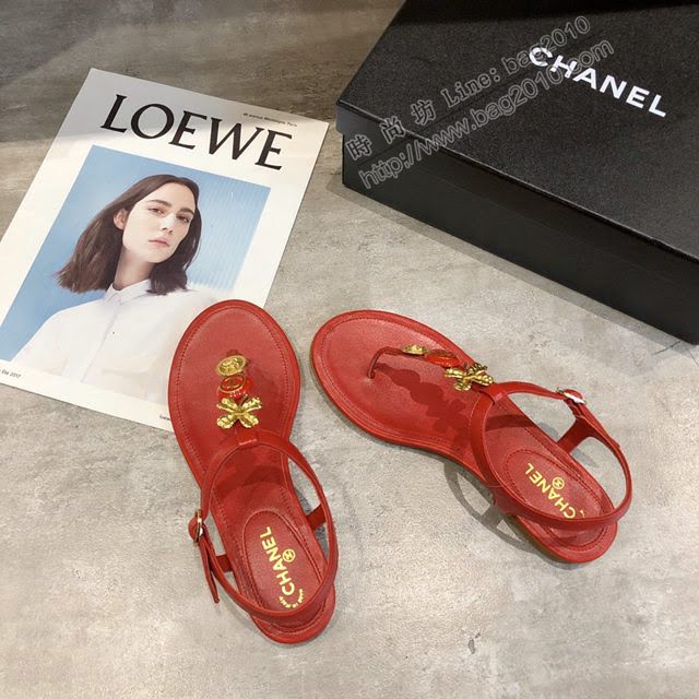 Chanel女鞋 香奈兒2020春夏新款 時尚百搭 雙c夾趾涼鞋  naq1282